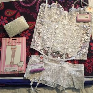 White lace lingerie and locket purse